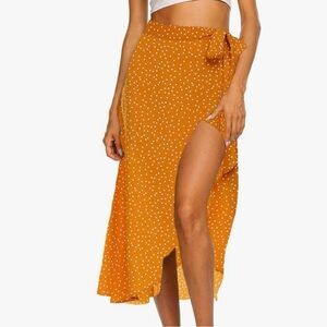 Orange Polka Dot Wrap Skirt